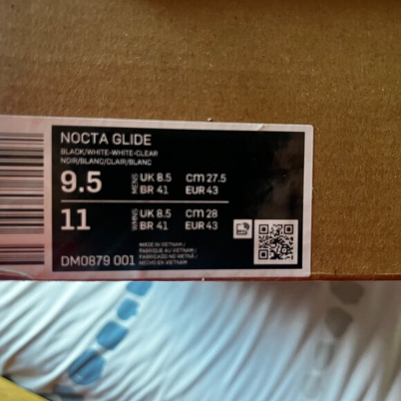 Nike NOCTA Glide Black White DM0879-001 Men’s Size 9.5 / Women’s 11